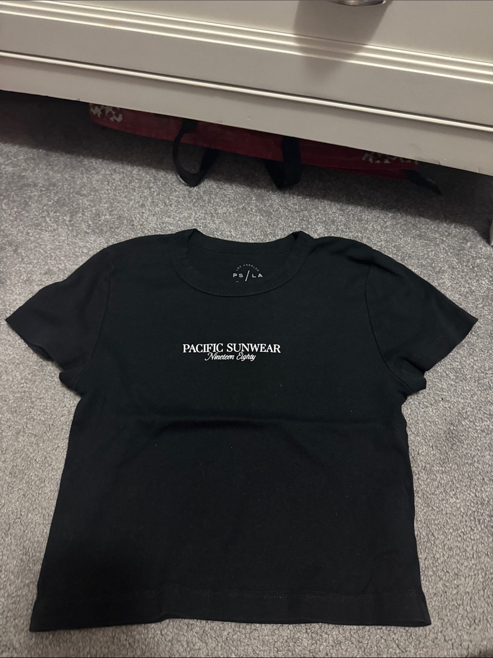 PacSun Black Graphic Crewneck Tee with White Logo